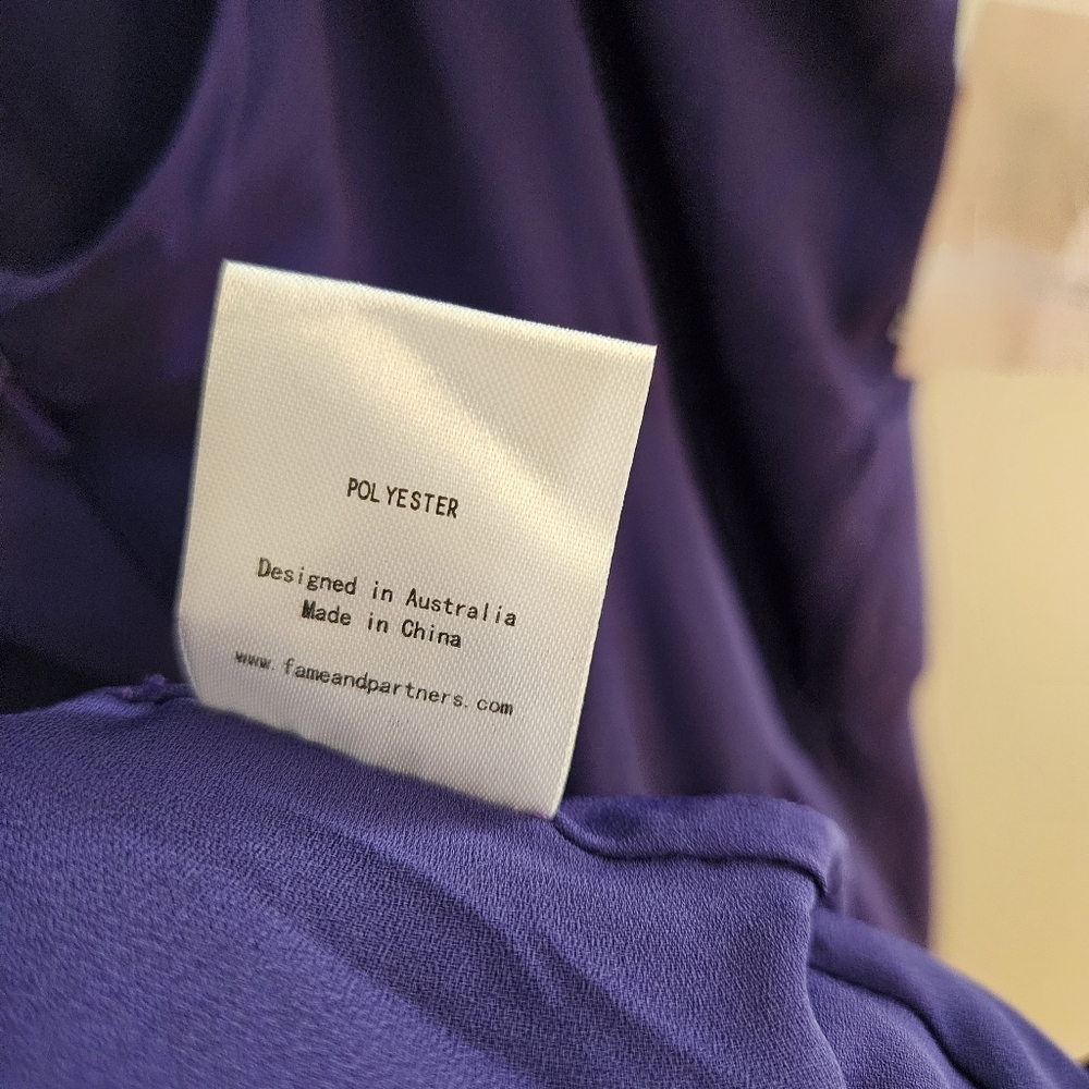 Fame and Partners Gown Purple Maxi Dress Cutouts Sleeveless Formal Slit Womens 6 - Picture 10 of 11